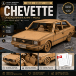 Chevette Wagon Papercraft Template SVG PDF | Cardboard Car Model Kit | DIY Paper Car Pattern | Instant Download | Laser Cut Files