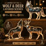 Bundle Kit Animals Multilayer 3D Wooden Engraved Laser Cut File, Decoration Ornament Glowforge Make, Svg Dxf Eps Jpg Pdf Png File - Image 3