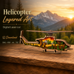 Helicopter SVG, 3D Layered Airplane, Aviation Laser File, Glowforge Cut File