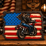 American Flag Motorcycle SVG, 3D Layered Patriotic Biker Laser File, Digital Download - Image 2