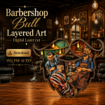 Barber Shop SVG 3D Layered Silhouette, Laser Cut Multi Layer Mandala