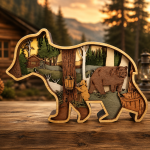 Bear SVG 3D Layered Mandala, Cute Cub Animal Cut File, Glowforge Laser Cut - Image 2