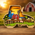 Tractor SVG, 3D Layered Farm, Mandala Laser File, 6 Layered - Image 2