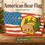 Bear American Flag, 3D Layered SVG, Glowforge Laser Cut