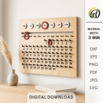 3D Calendar Laser Cut Bundle, Wooden Perpetual Calendar SVG, Desk Calendar CNC Template, DXF PDF EPS Files - Image 10