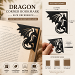 Dragon Bookmark SVG Bundle | Corner Bookmark Laser Cut File | Fantasy Dragon Book Lover Gift | Glowforge SVG DXF PNG - Image 2