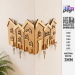 Wall Corner Key Holders Laser Cut Bundle, Wooden Corner Key Rack SVG, Entryway Organizer CNC Template, DXF PDF EPS - Image 12