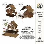 3D Beach House Laser Cut Bundle, Coastal House SVG, Summer Cottage CNC Template, DXF PDF EPS Files - Image 11
