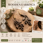 Wooden Earrings SVG | Elegant Leaf Dangle Earrings | Laser Cut Jewelry Template | LightBurn File | Instant Download
