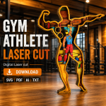 Bodybuilder SVG, Layered Gym Art, Muscle Man Silhouette, Glowforge Laser Cut