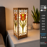Stained Glass Floor Lamp Laser Cut Bundle, Decorative Lamp SVG, Wooden Floor Light CNC Template, DXF PDF EPS Files - Image 3