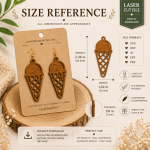 Ice Cream Cone Earrings SVG, Laser Cut Earring File, Wooden Earrings Template, Summer Jewelry SVG, Glowforge File, Digital Download - Image 2