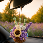 3-in-1 Car Mirror Hanging Flower Basket Crochet Pattern PDF, Rear View Mirror Charm, Floral Amigurumi Bundle - Image 6
