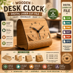 Table Clock Laser Cut, Wooden Desk Clock SVG, CNC Clock Template, Home Decor DXF PDF EPS Files