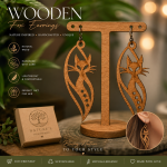 Wooden Cat Earrings SVG | Laser Cut Earrings Template | Glowforge File | CNC Wood Jewelry Design | SVG DXF AI EPS PDF