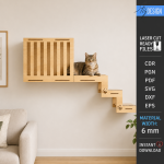 Cat Wall Shelves Laser Cut Bundle, Pet Climbing Shelf SVG, Cat Furniture CNC Template, DXF PDF EPS Files - Image 5