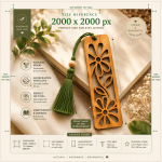 Floral Wooden Bookmark with Tassel | Laser Cut Wood Bookmark | Handmade Bookmark Gift for Book Lovers | Rustic Reading Accessory - Image 2