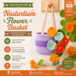 Nasturtium Flower Basket Crochet Pattern PDF, Hanging Flower Basket Amigurumi, Floral Home Decor, Plant Lover Gift
