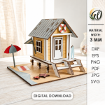3D Beach House Laser Cut Bundle, Coastal House SVG, Summer Cottage CNC Template, DXF PDF EPS Files - Image 7