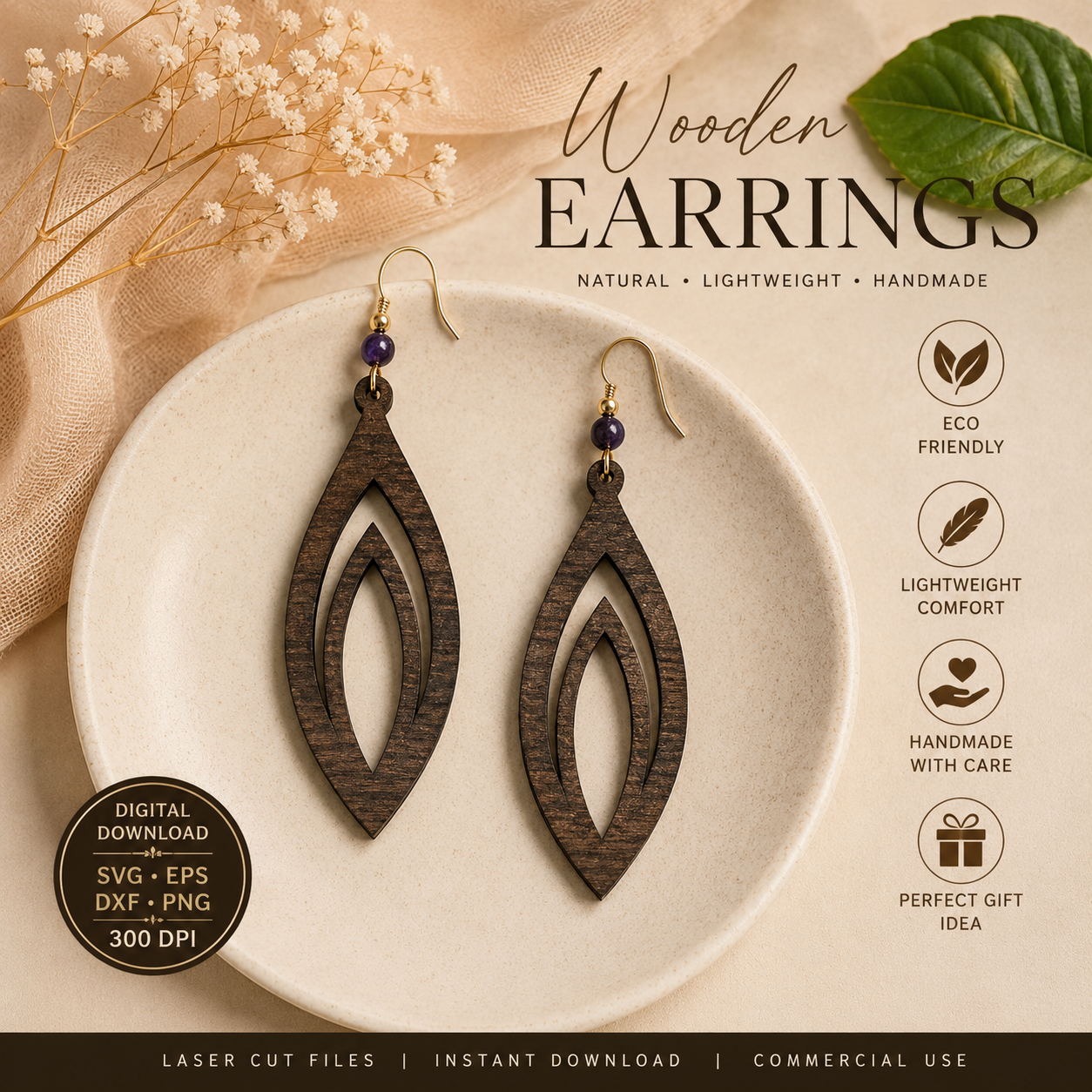 e39d6419-0d71-4a92-9977-7e759f9948ad Boho Wooden Earrings SVG Laser Cut Files - Image 1