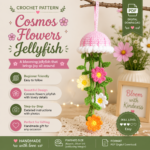 Cosmos Flower Jellyfish Crochet Pattern PDF, Floral Amigurumi Tutorial, Car Hanging Crochet Pattern, Rear View Mirror Decor