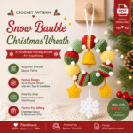 Christmas Wreath Crochet Pattern PDF, Bauble Wreath Ornament Tutorial, Holiday Home Decor, Christmas Crochet Pattern