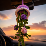 Rose Jellyfish Crochet Pattern PDF, Floral Amigurumi Pattern, Car Hanging Charm, Rear View Mirror Accessory - Image 6