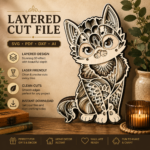 9x Mandala Bundle 3D Animals Multilayer Wooden Engraved Laser Cut File, Decoration Ornament Glowforge Make, Svg Dxf Lbrn Ai Download File - Image 4