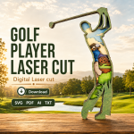 Golf Art SVG 3D Layered Silhouette, Sports Golfer Cut File, Golfer Gift
