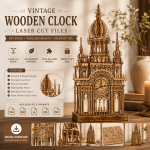Gothic Vintage Wooden Clock Laser Cut Files | DIY 3D Clock Kit | SVG DXF AI EPS PDF | CNC & Glowforge Digital Download