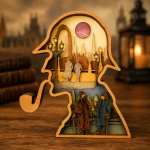 Sherlock Holmes SVG 3D Layered Silhouette, Detective Cut File, Laser Cut 9 Layer - Image 2