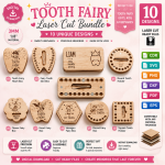 Baby Tooth Box Organizer Laser Cut Set, Tooth Fairy Keepsake Box SVG, Kids Memory Box CNC Template, DXF PDF EPS