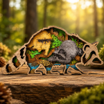 Raccoon SVG, 3D Layered Mandala, Woodland Animal, Glowforge Laser Art - Image 2