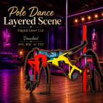 Pole Dancer SVG 3D Layered Silhouette, Fitness Acrobat, Laser Cut 6 Layer
