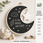 3D Kids Chalkboard Laser Cut Bundle, Wooden Learning Board SVG, Montessori Blackboard CNC Template, DXF PDF EPS - Image 8