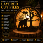 3D Bear Wood Lantern Bundle Pack 9 Cutting Laser File, Tealight Candle Holder Night Lamp Glowforge Set, 3D Silhouette Light Box Decor Xtool - Image 3