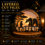 3D Bear Wood Lantern Bundle Pack 9 Cutting Laser File, Tealight Candle Holder Night Lamp Glowforge Set, 3D Silhouette Light Box Decor Xtool - Image 8