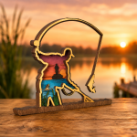 Fisherman SVG, 3D Layered Fish, Fishing Scene File, 6 Layered Design - Image 3