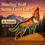Wolf SVG, 3D Layered Mandala, Woodland Animal, Glowforge Laser Cut Multilayer Plywood Forest Mountain