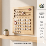3D Calendar Laser Cut Bundle, Wooden Perpetual Calendar SVG, Desk Calendar CNC Template, DXF PDF EPS Files - Image 12