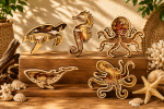 Ocean Animals Layered Wood Laser Cut Files Bundle | Marine Life SVG DXF PNG | Whale Dolphin Octopus Seahorse Jellyfish CNC Glowforge Cut File - Image 3