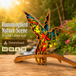 Hummingbird SVG 3D Layered Mandala, Flower Animal Cut File, Glowforge Laser Cut 6 Layer