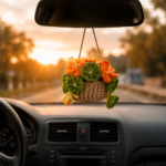 Nasturtium Crochet Pattern PDF, Car Mirror Hanging Charm, Flower Basket Amigurumi, Rear View Mirror Decor - Image 2