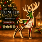 Christmas Deer SVG 3D Layered Mandala, Winter Holiday Cut File, Glowforge Laser Cut 6 Layer