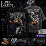 Silver Chariot Anime T-Shirt, Jean Pierre Polnareff Graphic Tee, Vintage Washed Oversized Shirt, JoJo Inspired Streetwear, Unisex Gift