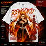 Rengoku Anime T-Shirt, Demon Slayer Shirt, Kyojuro Rengoku Graphic Tee, Flame Hashira Oversized Vintage Washed Tee, Anime Gift for Fans - Image 2