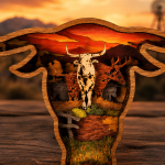 Longhorn SVG 3D Layered Mandala, Texas Animal Cut File, Glowforge Laser Cut - Image 4