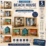 3D Beach Room Box Miniature Laser Cut Bundle SVG | Coastal Diorama CNC Files | Glowforge xTool Cricut Templates