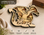 5x Dragon Bundle Multilayer 3D Wooden Engraved Laser Cut File, Decoration Ornament Glowforge Make, Svg Dxf Ai Pdf Instant Download File - Image 6
