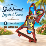 Skateboarding SVG 3D Layered Silhouette, Skater Extreme Sports Cut File
